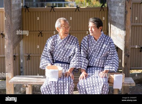 Father And Son In Yukata At The Hot Spring Stock Photo Alamy