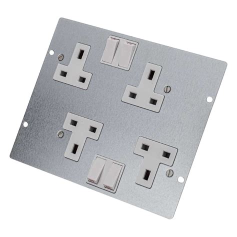 Marshall Tufflex Double 2 Gang Switched Socket Plate For 4 Compartment