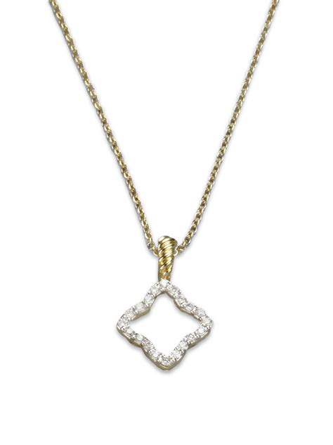 David Yurman Diamond 18k Gold Quatrefoil Necklace In Gold Lyst