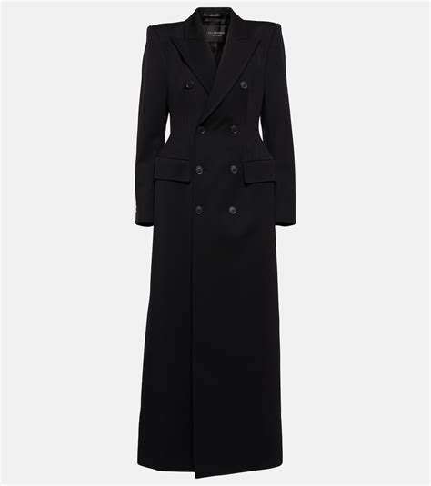 Structured Double Breasted Wool Coat In Black Balenciaga Mytheresa