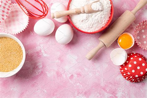 Baking Background Containing Baking Ingredients And Bake Food