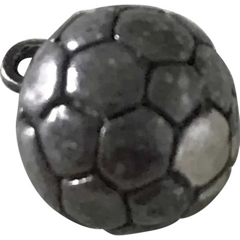 Soccer Ball Vintage Charm Sterling Silver Three Dimen Gem