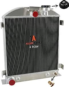 ALLOYWORKS 4 Row Aluminum Radiator For Ford Rod W Chevy 350 V8 Engine