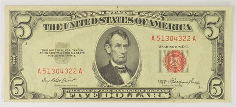 Us Treasurer Preist 1953 Red Seal 500 United States Note