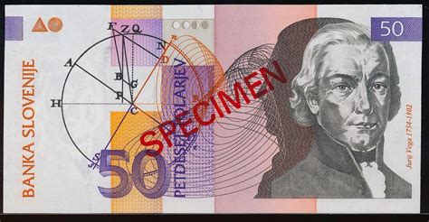 Slovenia 50 tolarjev banknote 1992 Baron Jurij Bartolomej Vega|World ...