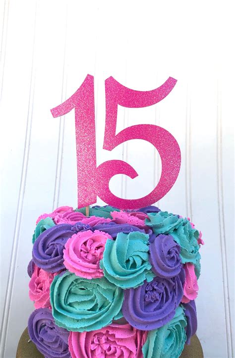 Glitter 15 Birthday Age Cake Topper 15th Birthday Quince - Etsy