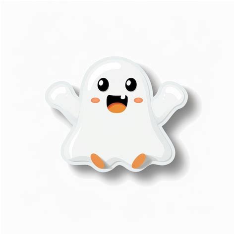 Friendly Cartoon Ghost Sticker Vector Art Spooky But Cute Clipart