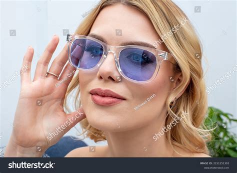 Sexy Blonde Lady Glasses Beauty Portrait Stock Photo Shutterstock