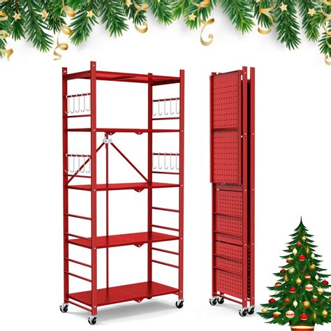 Amazon Himix Storage Shelves With 20 Hooks 5 Tier Foldable