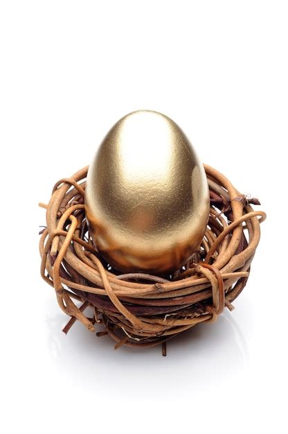 Premium Photo Closeup Of Golden Egg In Nest On White Background 4k Image