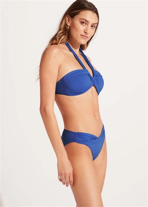 Seafolly Bandeau Bikini With Twist Band Hipster Azure Style