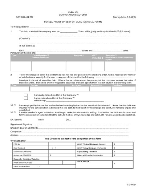 Fillable Online Acn Form Subregulation