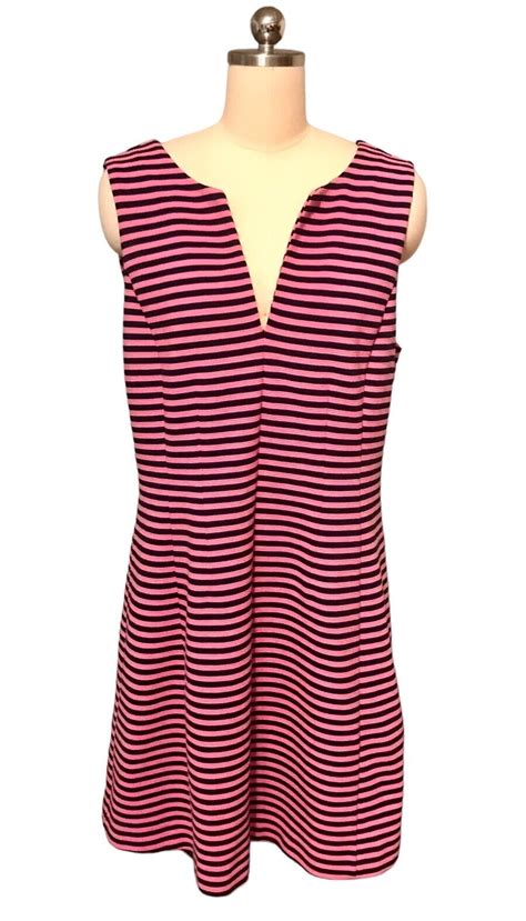 Lilly Pulitzer Briella Dress Ottoman Stripe Pink Blue Knee Length Women