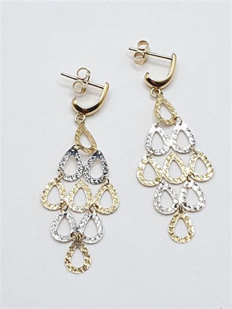 750 18 Carats Bicolore Or Boucles D Oreilles Catawiki