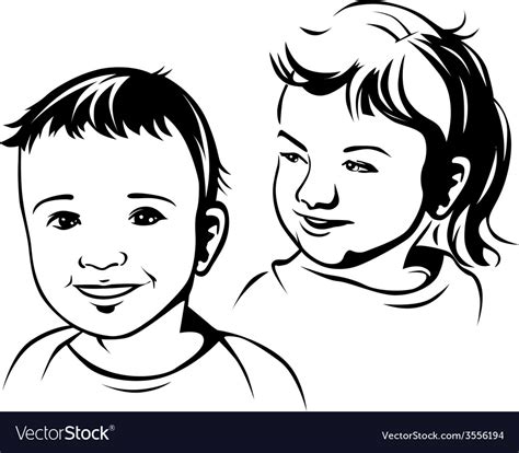 Children Black Outline Royalty Free Vector Image