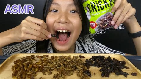 Asmr Eating เสียงกินแมลงทอด 튀긴 곤충 Fried Insects ดักแด้สะดิ้งจิ้งหรีด