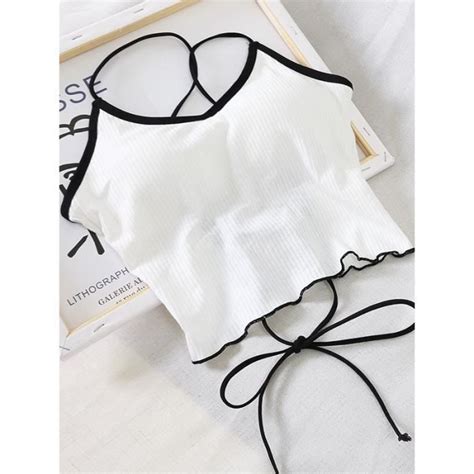 Femmes Lingerie Sous Vêtements Hauts Rembourrés Coton Crop Tops Halter Tops Dos Nu Bandage Sexy