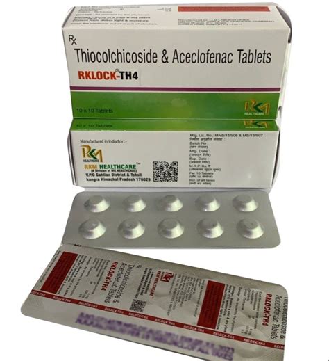 RKLOCK TH4 Thiocolchicoside And Aceclofenac Tablets At Rs 350 Box In