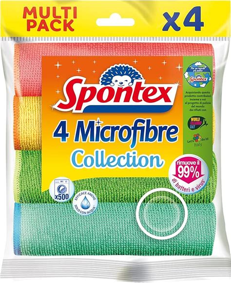 Spontex Microfibre X4 Panni Multiuso Colorati In Microfibra Tessile 4