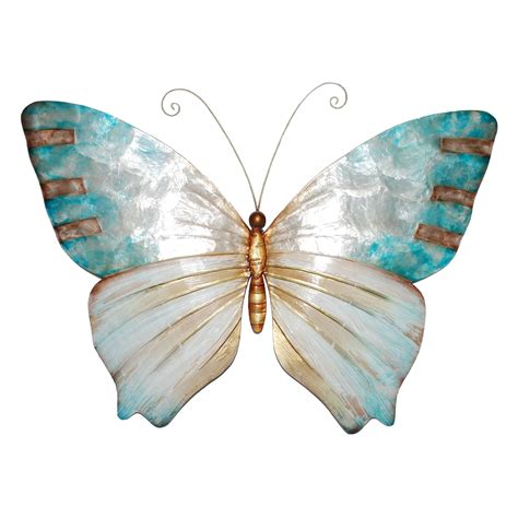 Butterfly Wall Decor Pearl And Soft Aqua M2004 Eangee Home Design