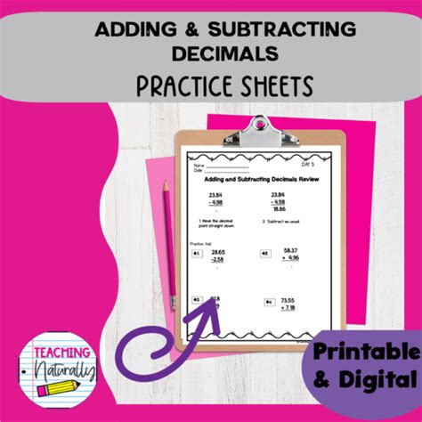 Adding And Subtracting Decimals Practice Sheets Printable And Digital Made By Teachers