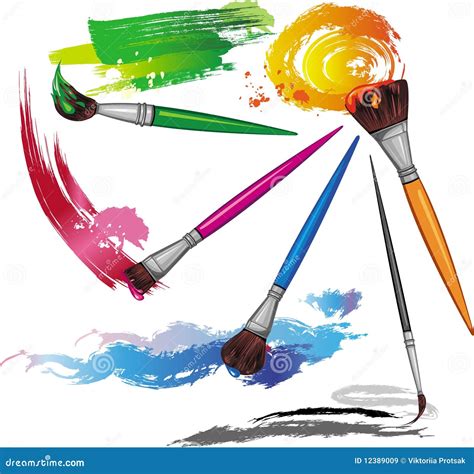 Color Paintbrush With Splashes Stock Vector Illustration Of Abstract