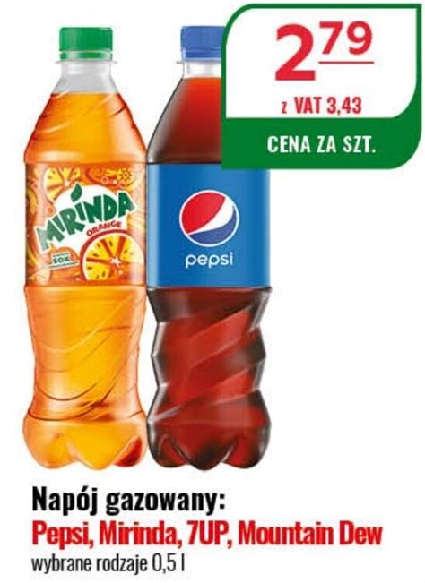 Promocja Napój gazowany Pepsi Mirinda 7UP Mountain Dew 0 5l w Eurocash