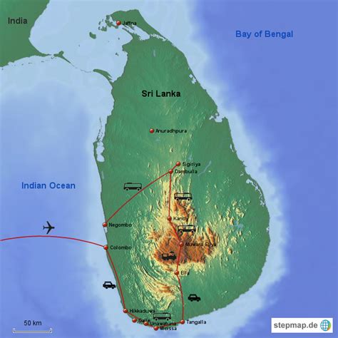 Stepmap Sri Lanka Landkarte F R Asien