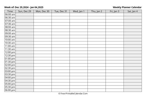 2025 Weekly Calendar Template In Excel Pdf And Word