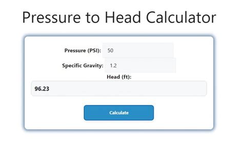 Pressure to Head Calculator - Savvy Calculator