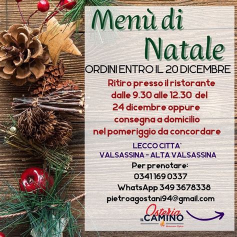 Menù di Natale all Osteria Il Camino Lago di Como e Valsassina