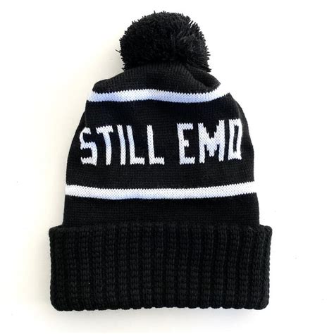 Still Emo Black Knit Winter Hat Beanie And Free Surprise Lapel Etsy