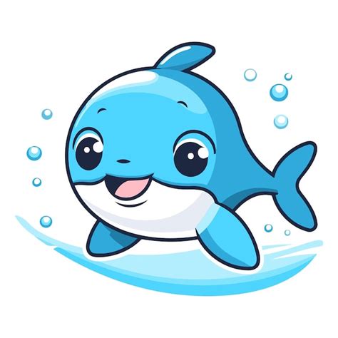 Premium Vector Cute Cartoon Whale Swimming In The Sea Isolated On