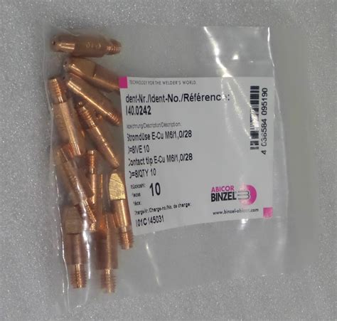 Stromdüse M6 x 28 E Cu CuCrZr Alu MIG MAG 10Stück Ø 0 8 1 0 1 2 1