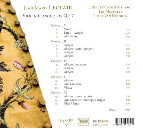 Marie Leclair Violin Concertos Op 7 Peter Van Heyghen CD Album