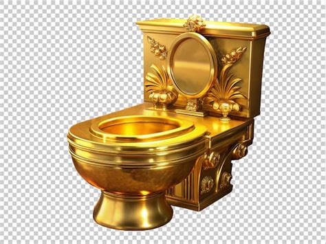 Premium PSD | Gold toilet with gold lid