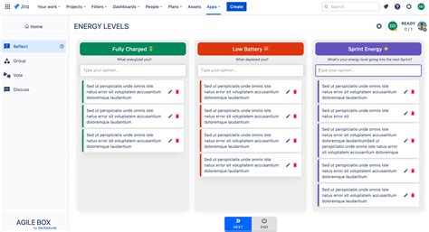 Energy Levels Retrospective - User Story Map for Jira