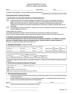 Get And Sign Official Printable Tb Screening Sheet Form