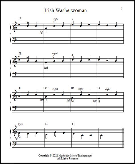 Irish Washerwoman Sheet Music For Piano Solo And Duet