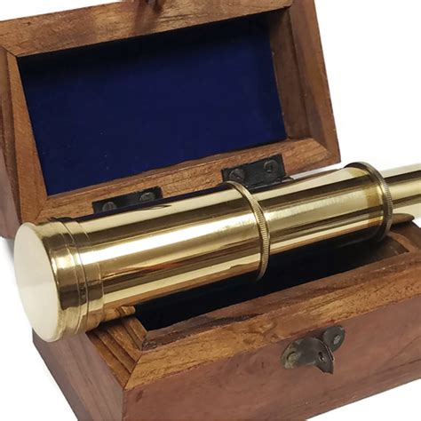 6-1/2″ Polished Brass Antique Pocket 5X Telescope Reproduction with ...