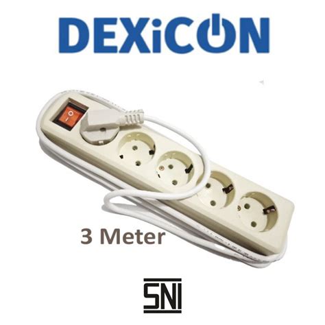 Jual Dexicon Stop Kontak Arde 5 Lubang Saklar On Off Kabel 3 Meter