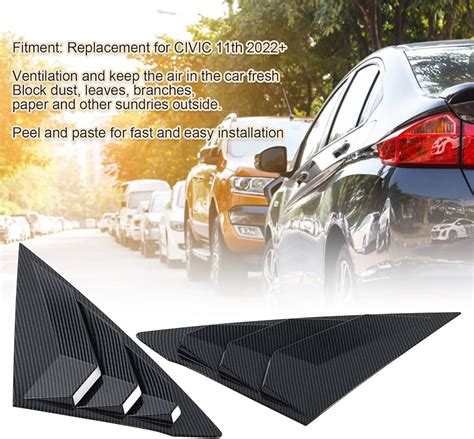 Fydun 2 Pcs Carbon Fiber Style Side Window Louvers Racing Style Side