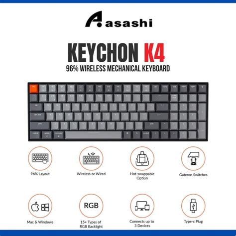 Keychron K4 Version 2 RGB Backlight Aluminum Wireless Mechanical Keyboard Gateron Switch Hot