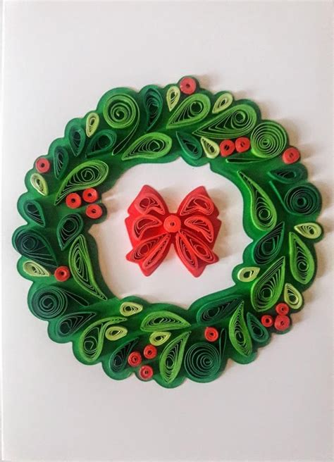 Quilled Greeting Card Christmas Wreath In 2021 Quilling Flower