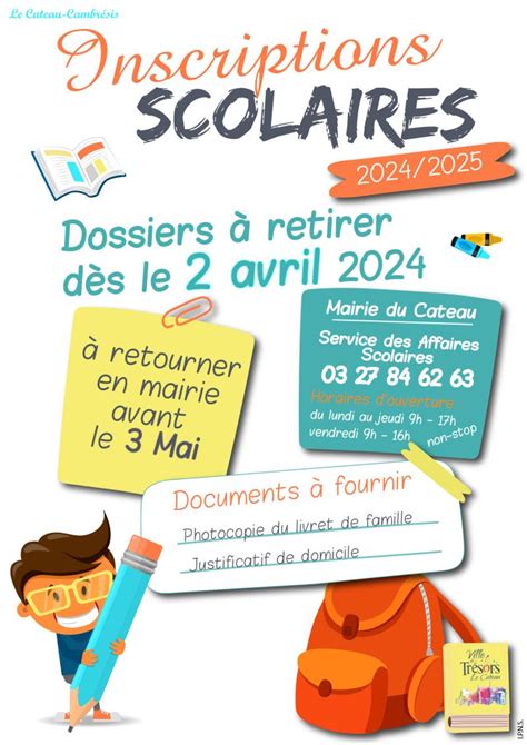 Le Cateau Cambrésis Inscriptions scolaires 2024 2025 Affaires