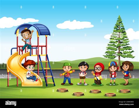 Children playing in the park Stock Vector Image & Art - Alamy