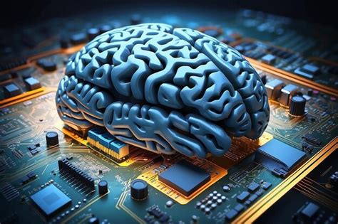 Premium Photo Human Brain And Circuit Board Stock Illustration