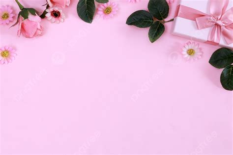 Background Foto Latar Belakang Perbatasan Pink Bunga Kotak Hadiah