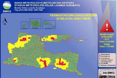 Bmkg Peringatkan Sebagian Wilayah Jatim Berpotensi Hujan Deras Antara