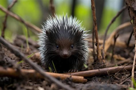 Premium AI Image | Baby porcupine in the wild